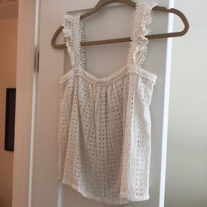 Sezane white eyelet top